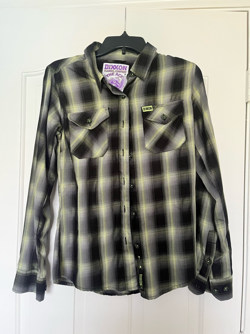 Dixxon Bamboo Plaid Button-Up Shirt - Black & Lime